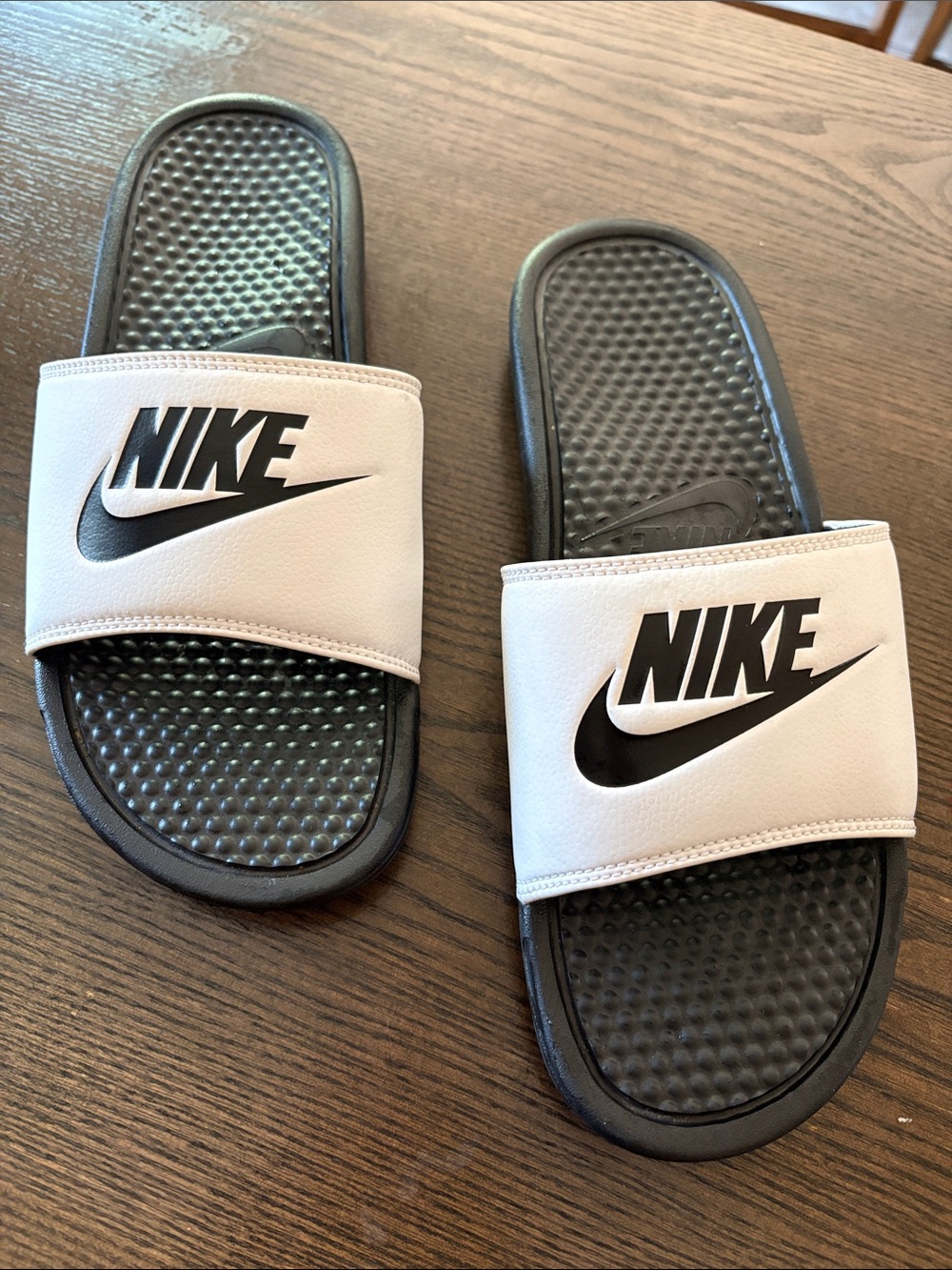 Nike Black and White Benassi Slide Sandals
